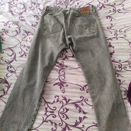 Vintage Levi’s 501 gray straight jeans with button fly, refurbished, size M