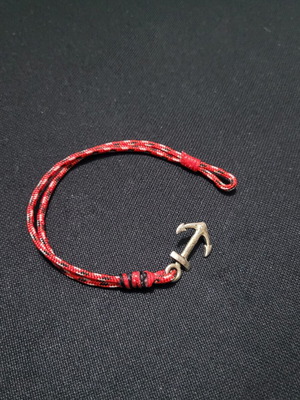 Anchor bracelet handmade from scratch, like new, red and silver