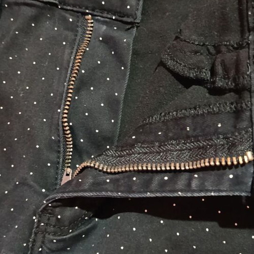 Stradivarius Basics black skinny fit elastic polka dot jeans, size S