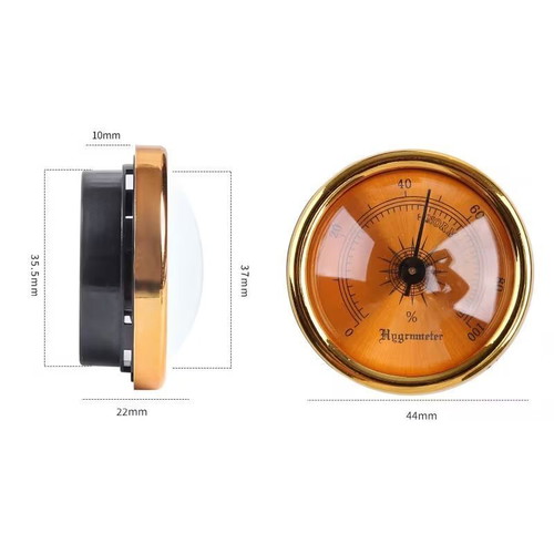 Amber 4.5cm Vintage Hygrometer new with gold frame