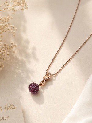 Folli Follie necklace S925 with purple pavé pendant like new