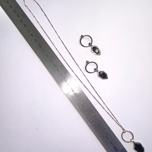 Aloha Gaia 925 Silver Jewelry Set with Black Onyx Style Used