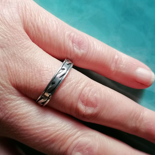 Men's silver 925 lightning band ring new No 68 (US 12)
