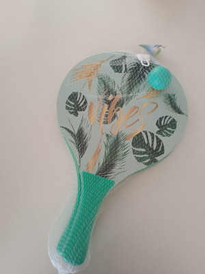 Beach paddle set with ball, new, tropical design