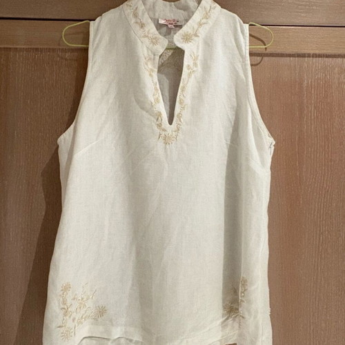 Linen sleeveless shirt Julia Bergovich like new, white, size M