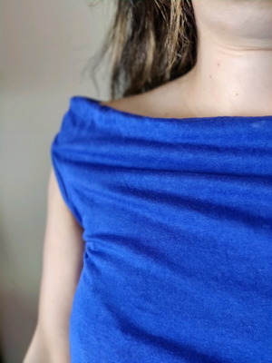 Blue midi dress used, sleeveless cotton with smile neckline