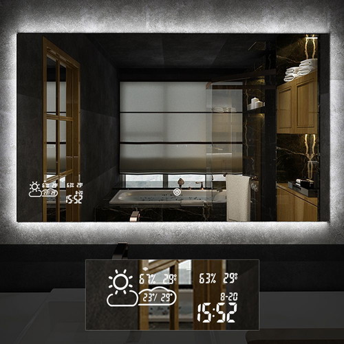 Smart Bathroom Mirror 80x60x2.2 with Infrared Heating and Weather Forecast