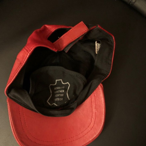 Leather red jockey cap like new