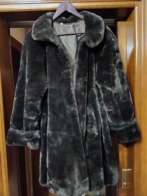 Οικολογική γούνα μεταχειρισμένη, ιταλικού οίκου, γκρι, μέγεθος M