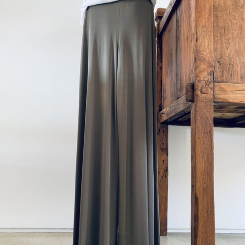 Stelios Koudounaris jersey wide-leg pants, olive color, size S