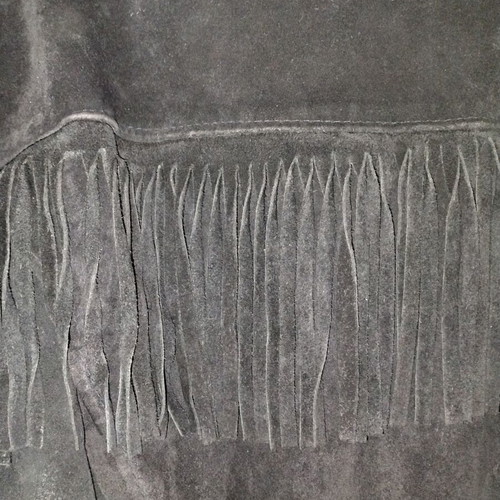 Vintage western jacket used, leather suede with fringes