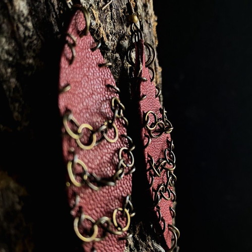 Handmade leather earrings red new