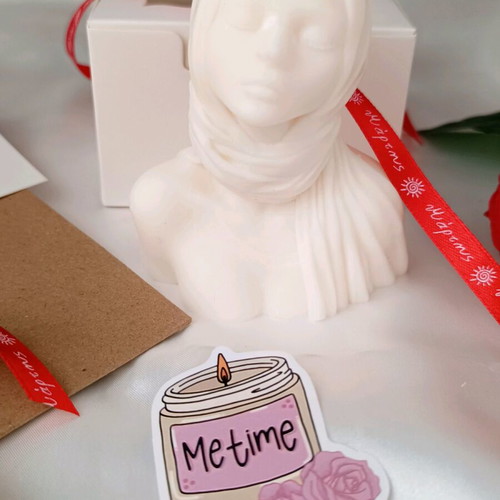 Handmade decorative candle Woman with Scarf new, gift set