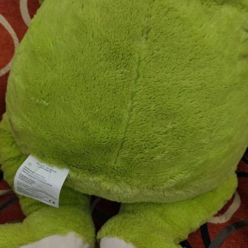 Large Plush Frog like new, soft velvet fabric, holding flowers