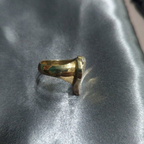 Silver gold-plated ring size 54 new with heart shape