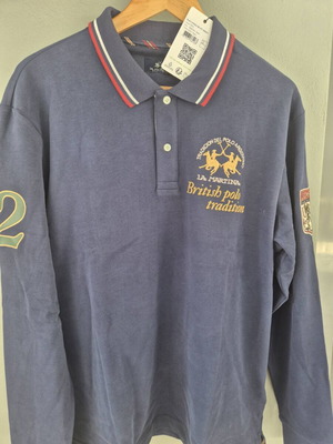La Martina long sleeve polo shirt brand new with tags, size XL, navy blue