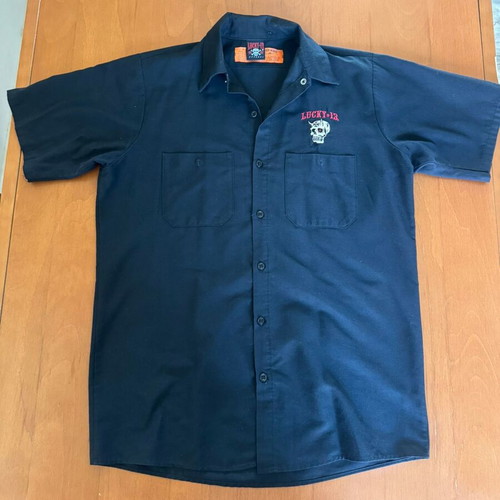 Lucky 13 Vintage Men's Short-Sleeve Shirt Like New Black Yellow