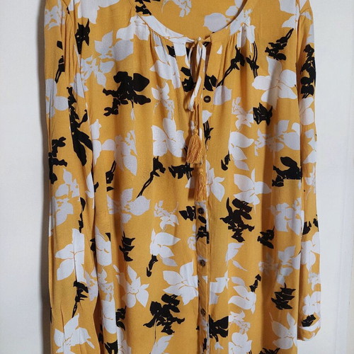 Viscose blouse floral Ulla Popken like new, yellow size 5XL