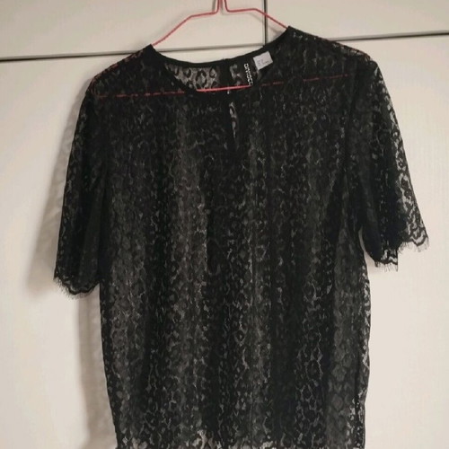 H&M transparent blouse new with leopard pattern, black, size S