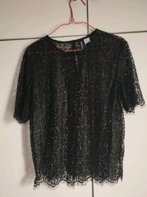 H&M transparent blouse new with leopard pattern, black, size S