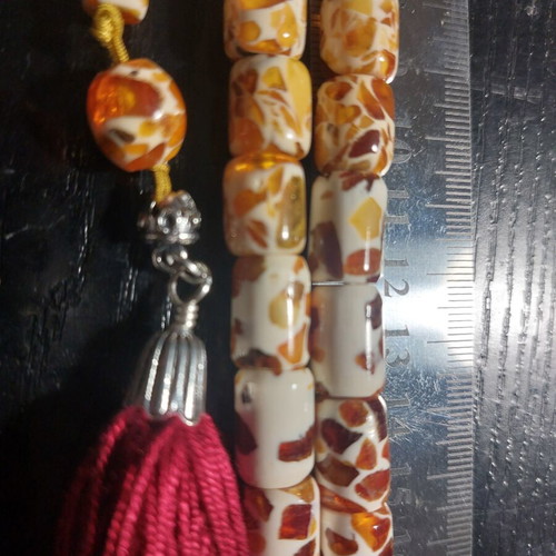 Kompoloi mosaic amber worry beads like new