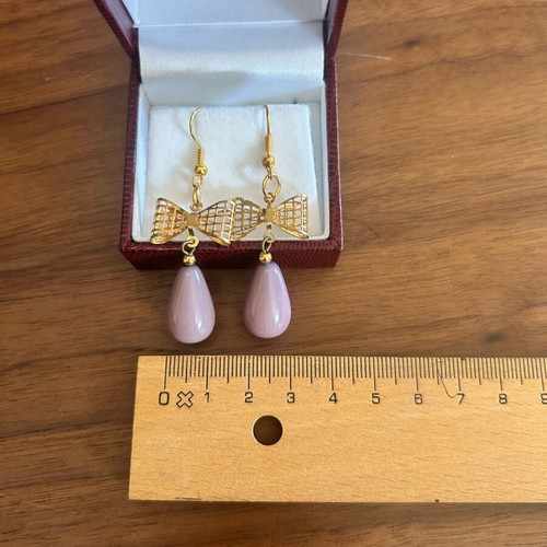 Vintage 90’s hanging earrings like new, purple lilac and gold