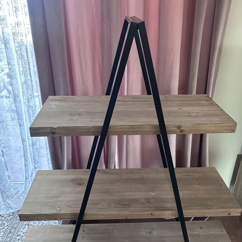 Bookshelf industrial style 3-tier A-frame ladder used