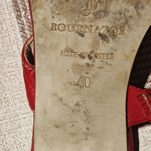 J. Bournazos Athens leather sandals used, red-orange, size 40
