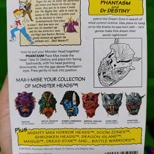 Bluebird Phantasm and Dr Destiny Monster Heads sealed card new