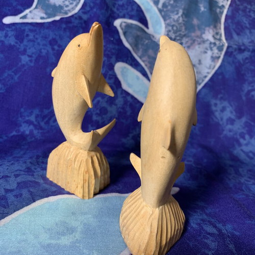 Wooden dolphin decorative set handmade, new, pack of two