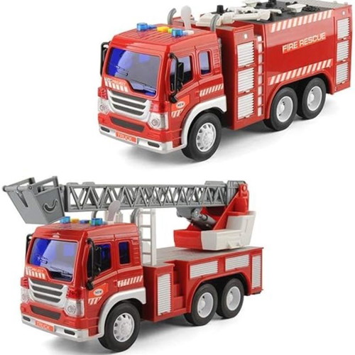 Children's fire trucks new, set of two with rotating ladder and lights