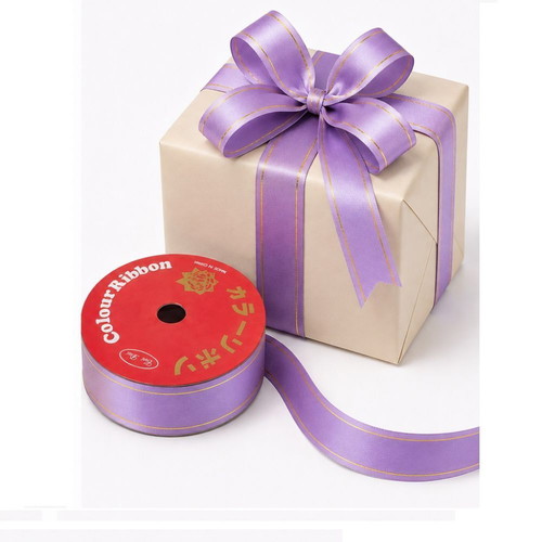 Decorative Curling Ribbon 10m x 1.6cm purple with gold edges