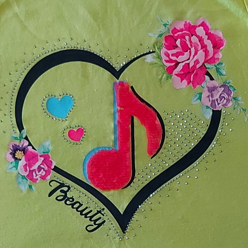 Summer blouse used with rhinestones, size 152-164, yellow