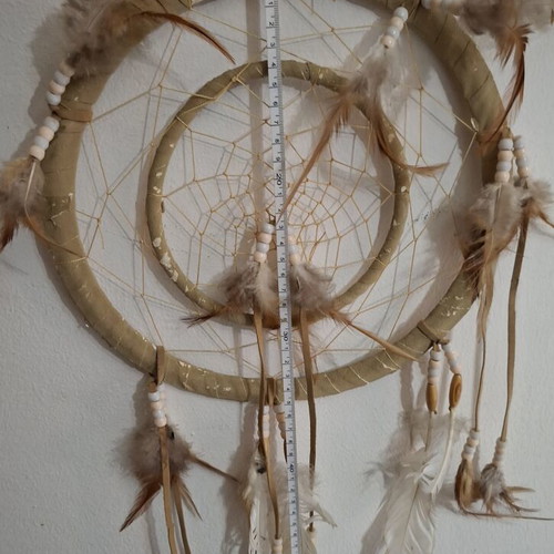 Handmade Boho Dreamcatcher double circle 28cm used, natural style