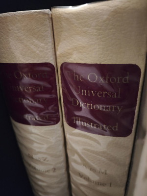 The Oxford Universal Dictionary used, set of two volumes