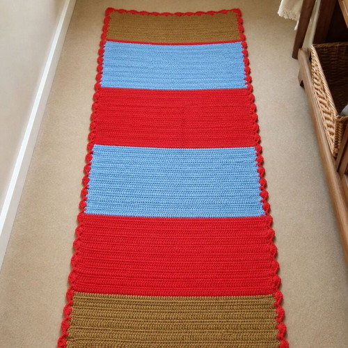 Handmade knitted rug runner 145×60 cm vintage boho used