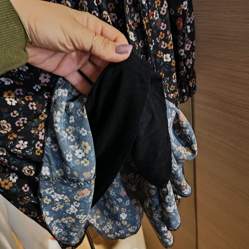 Pin up floral dress like new with transparent sleeves, multicolor