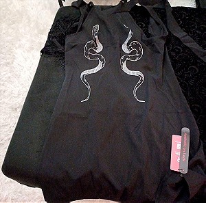 Φόρεμα με φίδι μοτίβο, μαύρο
