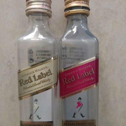Empty drink miniatures made of PVC used, set of two