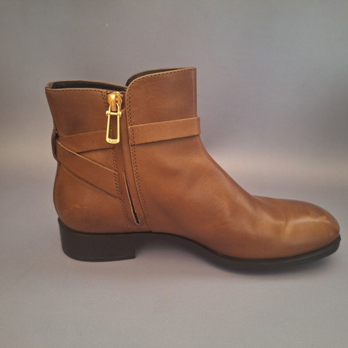 Tod's brown leather flat ankle boots, women's 38.5