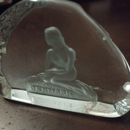 Crystalex Crystal Paperweight Little Mermaid handmade, like new