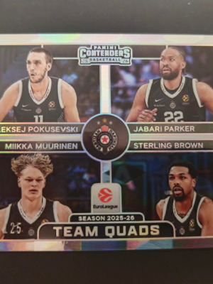 2025/26 Panini Contenders Euroleague Team Quads Partizan Miikka Muurinen new