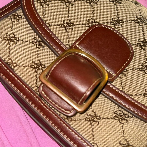 Mango crossbody bag like new, beige and brown, leatherette and fabric with monogram