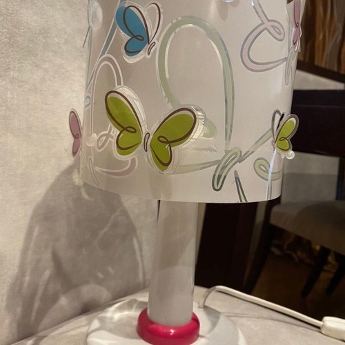 Children's lighting set used, ceiling and table lamps with butterfly design