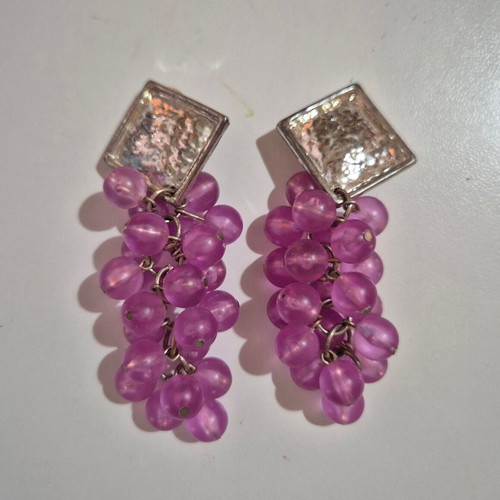 Lilac earrings with clip 8.5cm like new