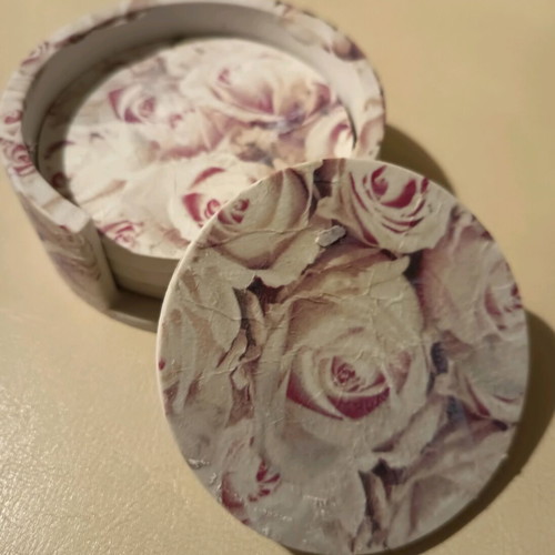 Handmade porcelain coasters with decoupage technique new