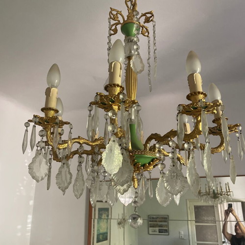 Vintage six-light ceiling chandelier classic baroque style 1950