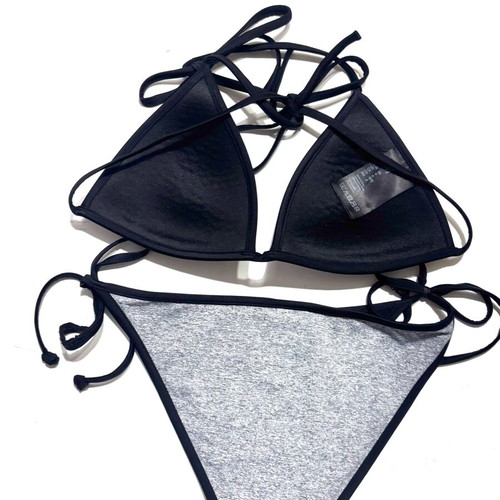 H&M swimsuit used, size 36, gray thick cotton with black trim