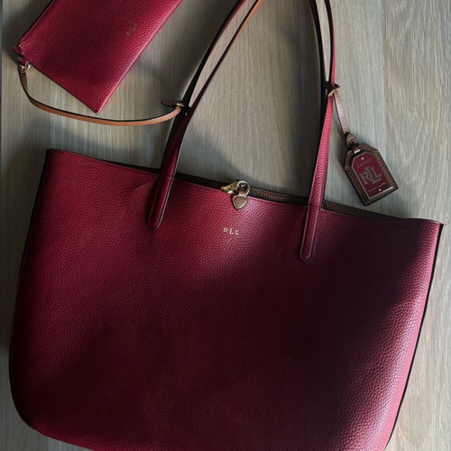 Ralph Lauren double-sided hand bag used, brown and red