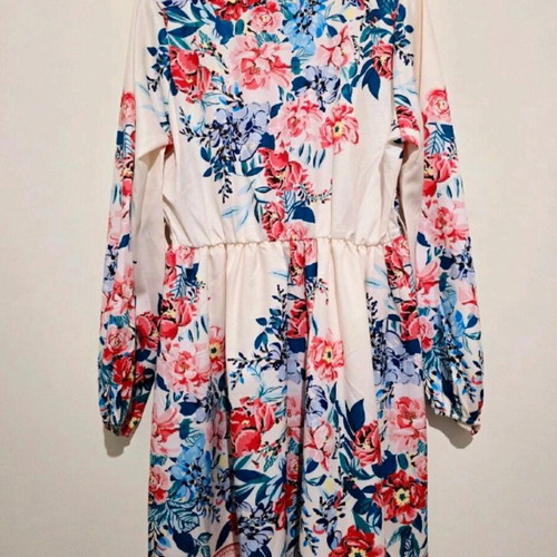Shein Floral Dress new, balloon sleeves, beige multicolor